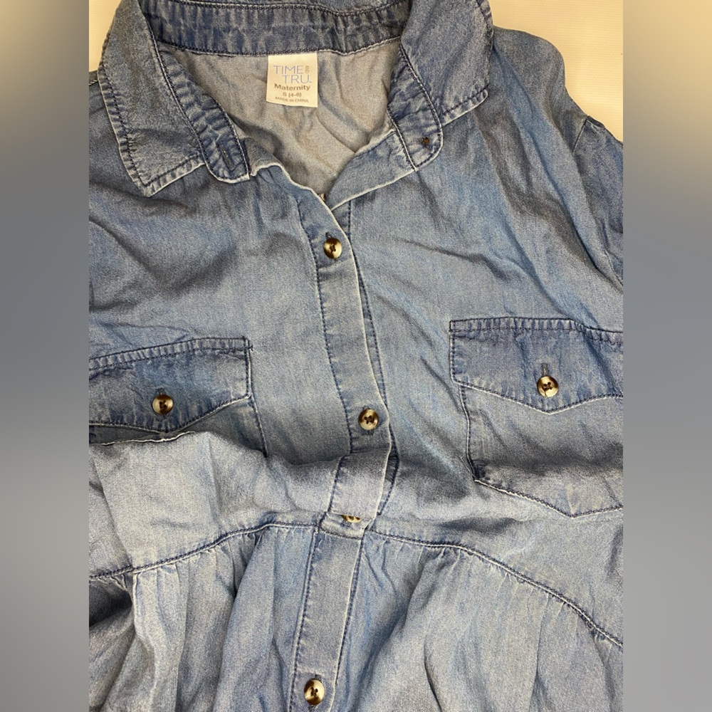 Maternity tencel blue long sleeve dress new with tags size small - Picture 7 of 9